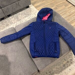 Girls Nautica Blue and Pink Puffer Jacket